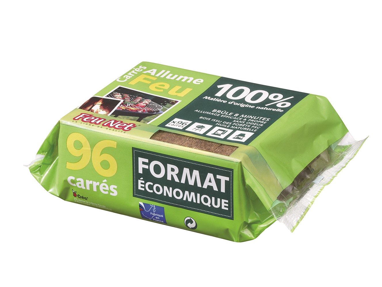 Allume feu plaquettes 96 carrés feu net barbecue