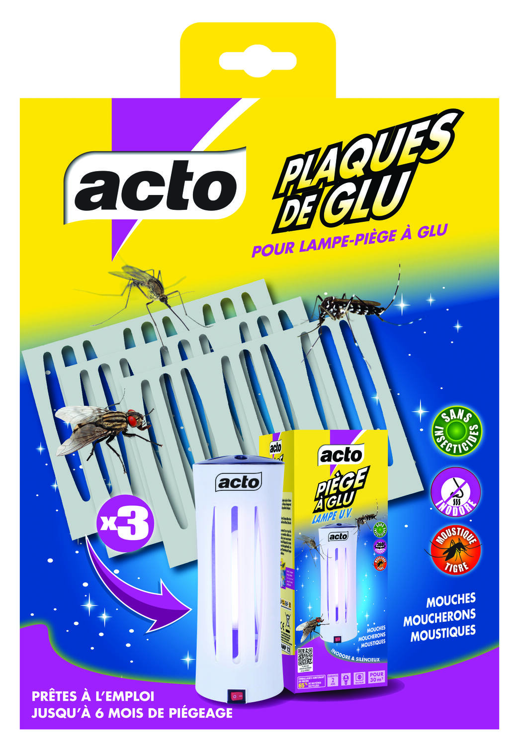 3 Plaques de Glu pour Lampe-Piège à Glu - ACTO