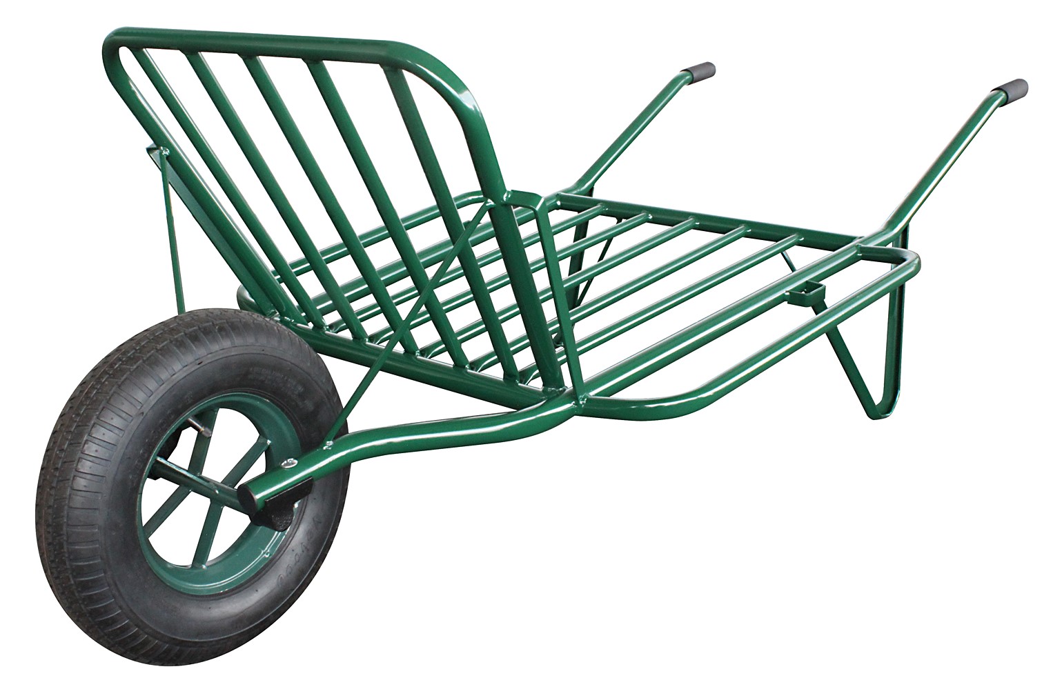 Brouette la fourragère verte, roue gonflable