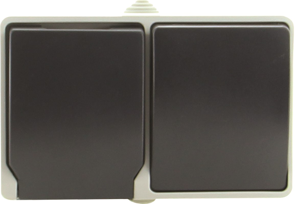 Va et vient+prise courant 2pôle+terre horizontale