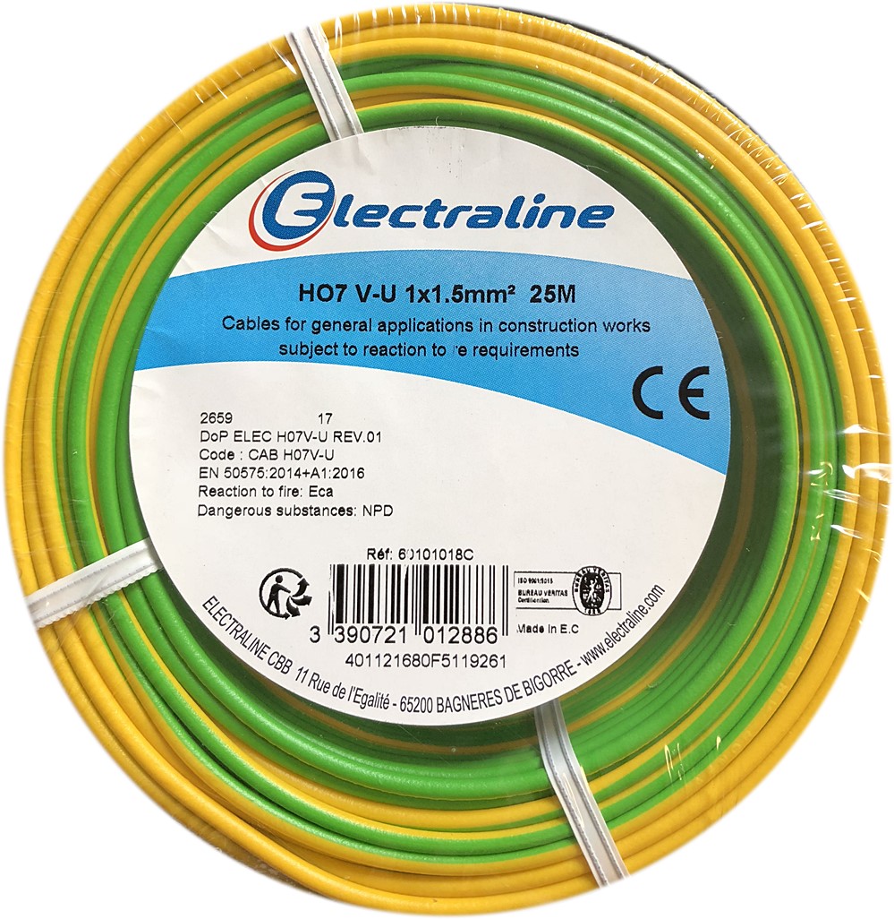 Cour.Film HO7 V-U 1x1.5mm² V/Jaune 25M