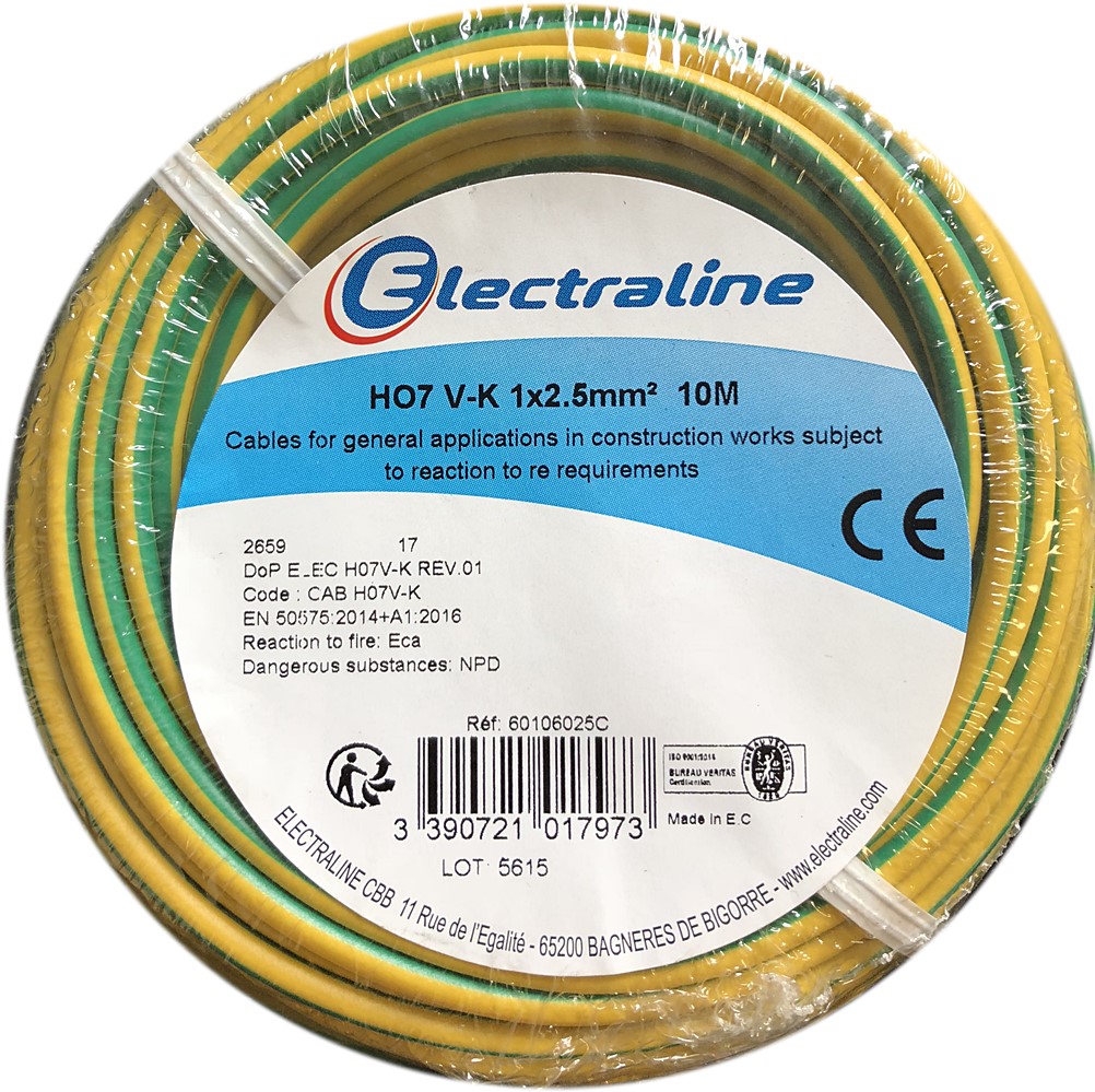 Cour.Film HO7 V-K 1x2.5mm² V/Jaune 10M