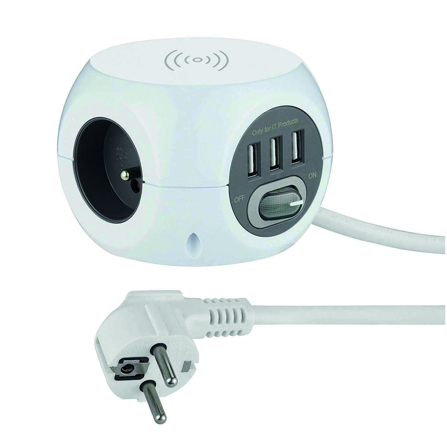 Cube multiprises chargeur sans fil 