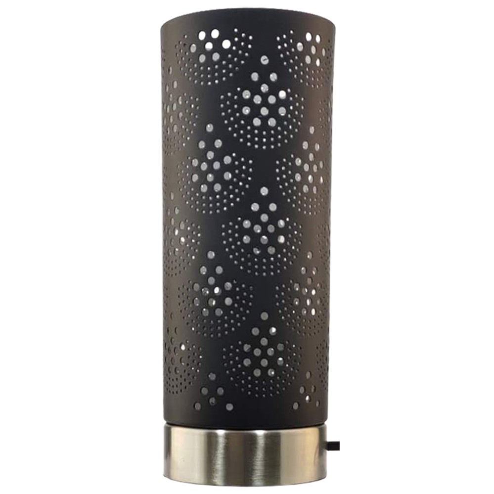 Lampe sensitive base chromée abat-jour noir intérieur or