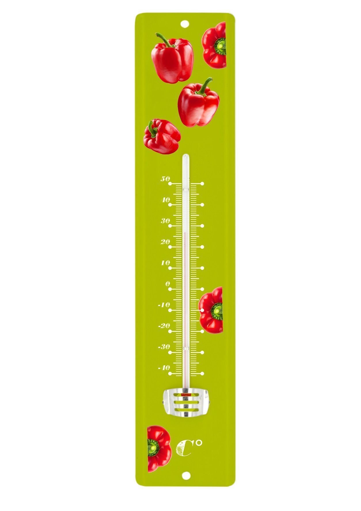 Thermomètre tôle peinte 30 cm poivron