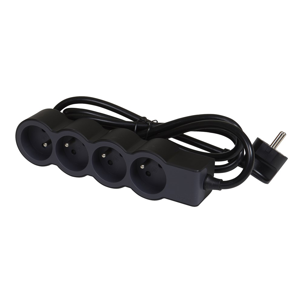 Multiprise 4 prises 2P+T 3G 1,5mm² 3m Noir