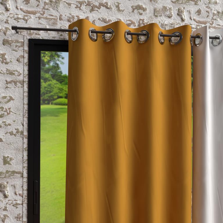 Rideau Bohème moutarde 135x250cm - SOLEIL D'OCRE