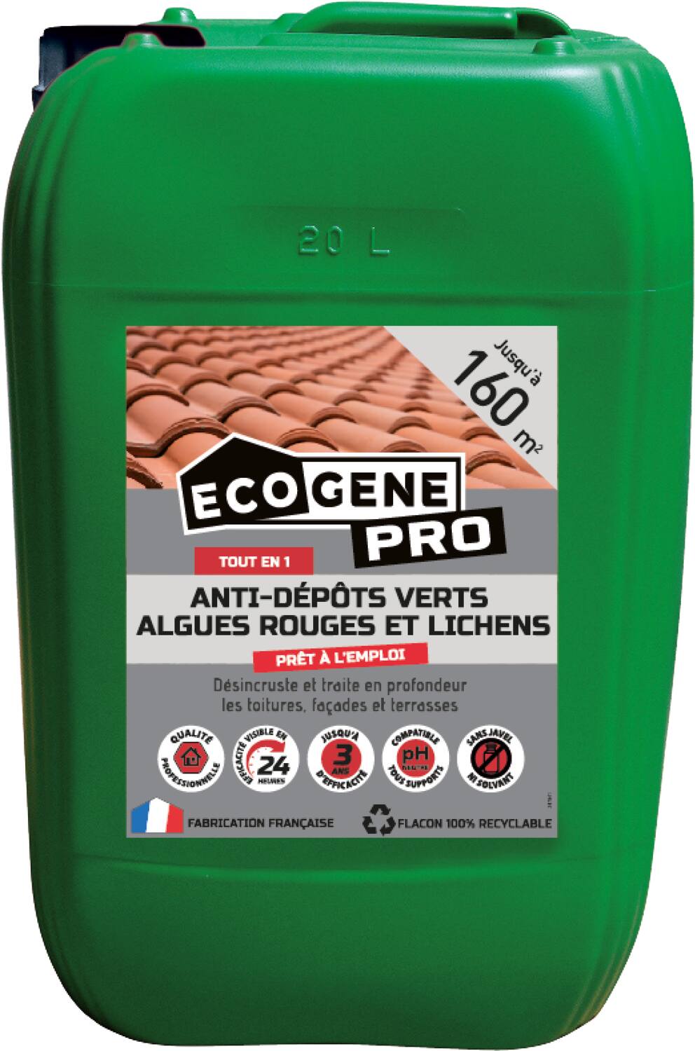 Traitement anti-dépôts verts algues et lichens 20L - ECOGENE