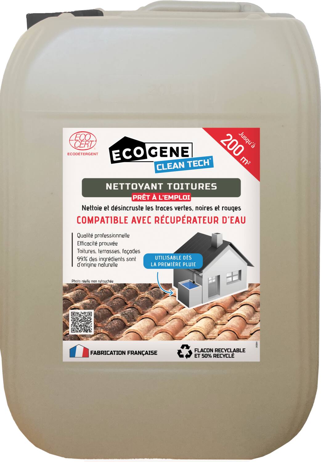 Nettoyant toiture pae 200 m² ecoge clean tech 20l