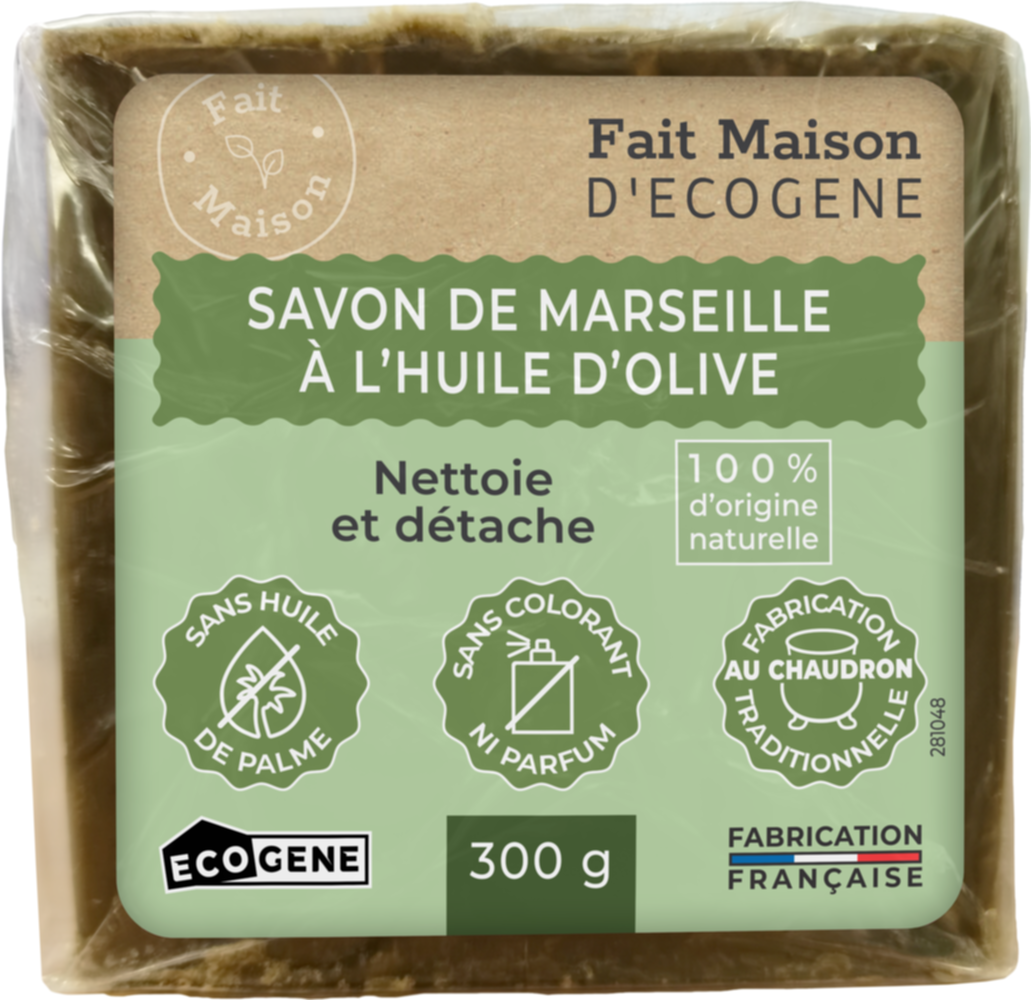 Savon de marseille cube fait maison d'ECOGENE 300g 