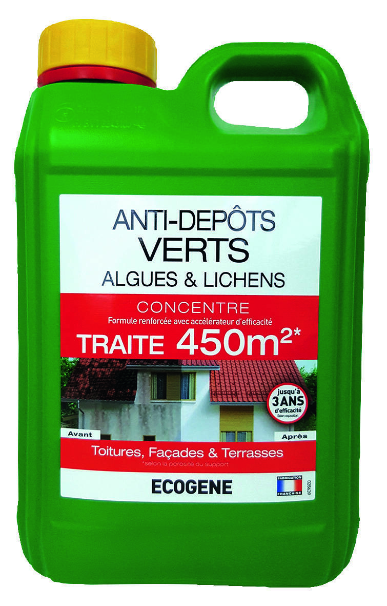 anti dépôts verts  algues et lichen concentré pour 450 m2 2l