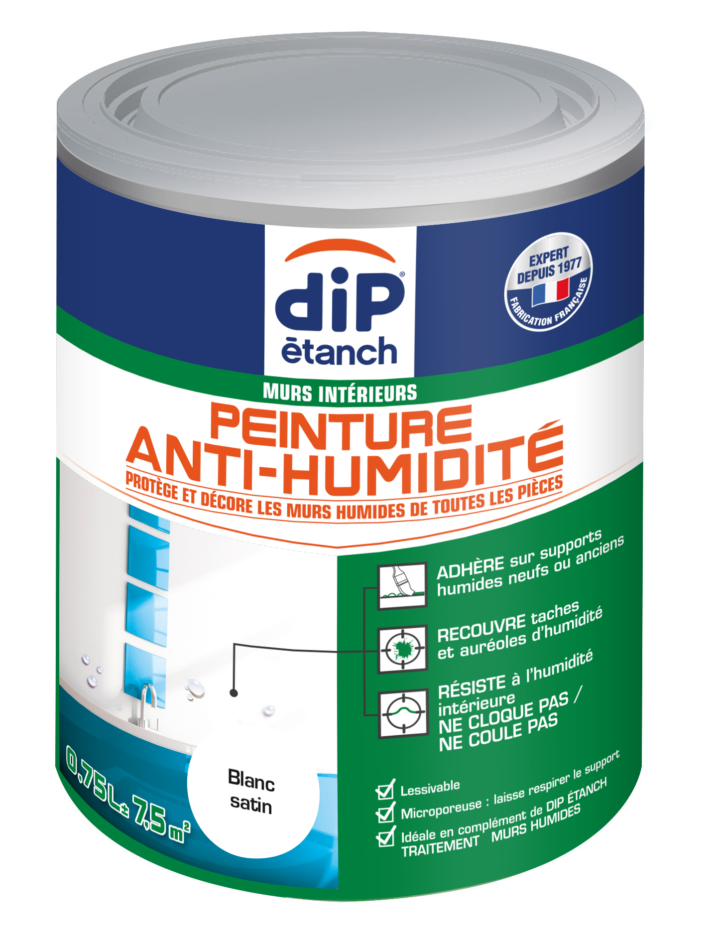 DIP PEINTURE ANTI-HUMIDITE BLANC 0.75L