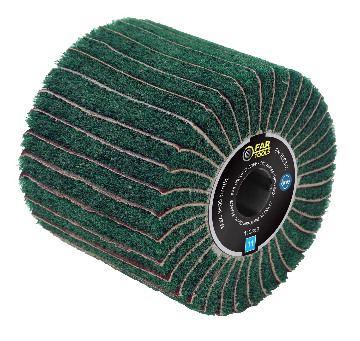 Brosse fibre synthétique et lamelles abrasives Ø120mm/L100mm