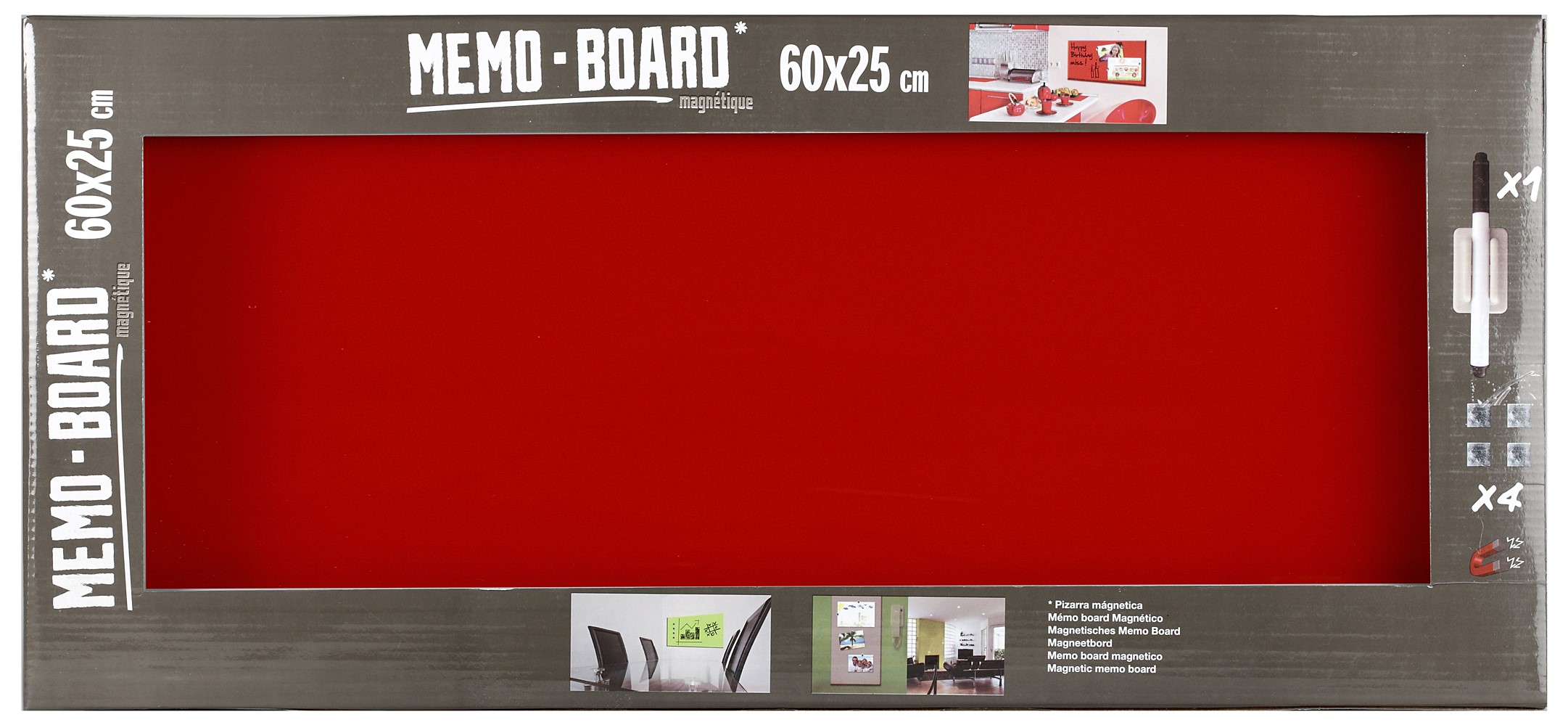 Tableau magnétique rouge 25x60cm