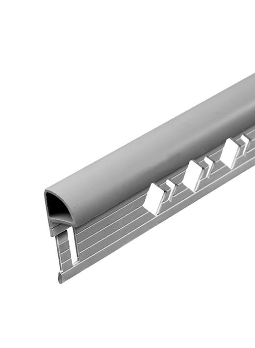 Profilé 1/4 rond fermé Mur PVC gris 8mm/2,5m