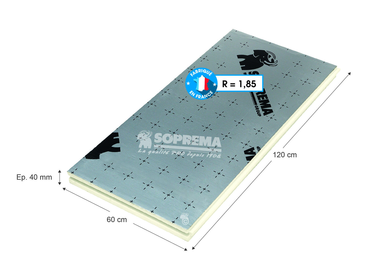 Panneau polyuréthane haute performance Ep.4cm 1,2x0,6m R=1,85 - SOPREMA
