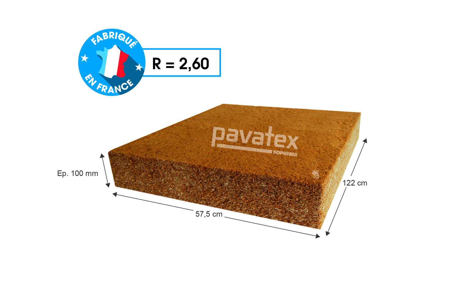 4 Panneaux isolants fibre de bois Ep.10cm 1,22x0,57m R=2,6 - SOPREMA
