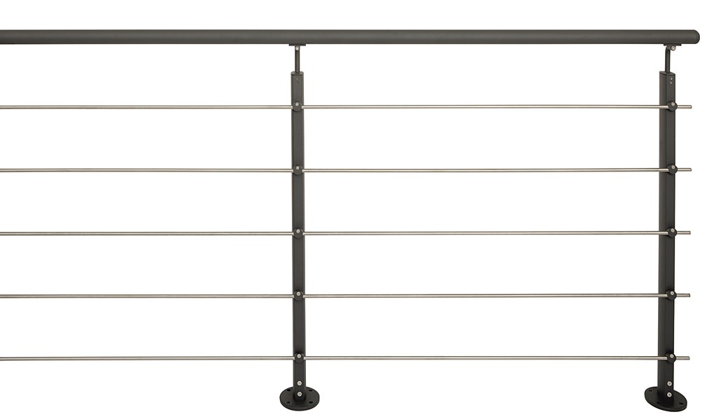 Garde corps pack inoline fixation à plat 2m aluminium noir - BURGER