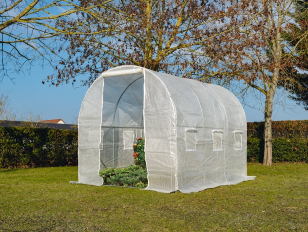 Serre tunnel Toile blanche 6m² 6 fenêtres - ALTONA