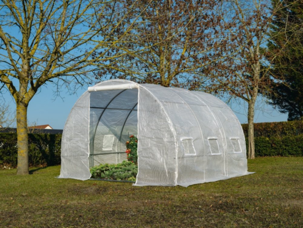 Serre tunnel toile blanche 9m² 6 fenêtres - ALTONA