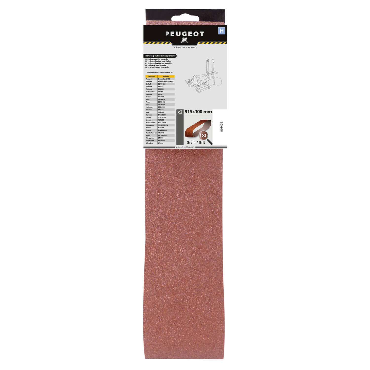 Jeu de 2 bandes abrasives 915x100 mm grain 180