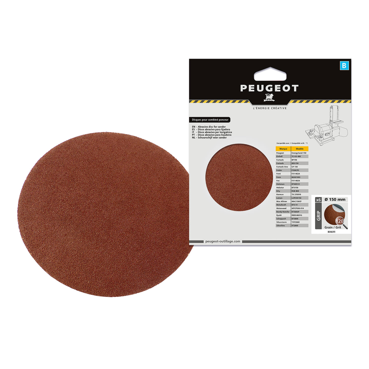 Bandes abrasives Ø150mm grain 120 - PEUGEOT