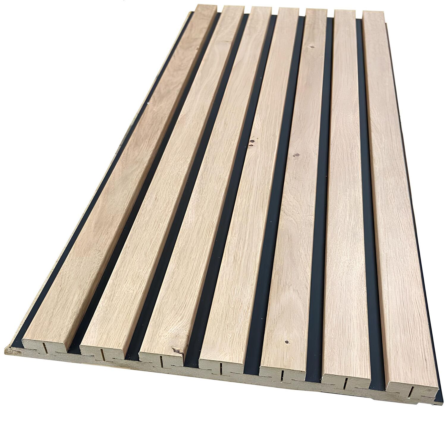 2 panneaux décoratifs à lamelles MDF chêne naturel 250x28,7x2cm