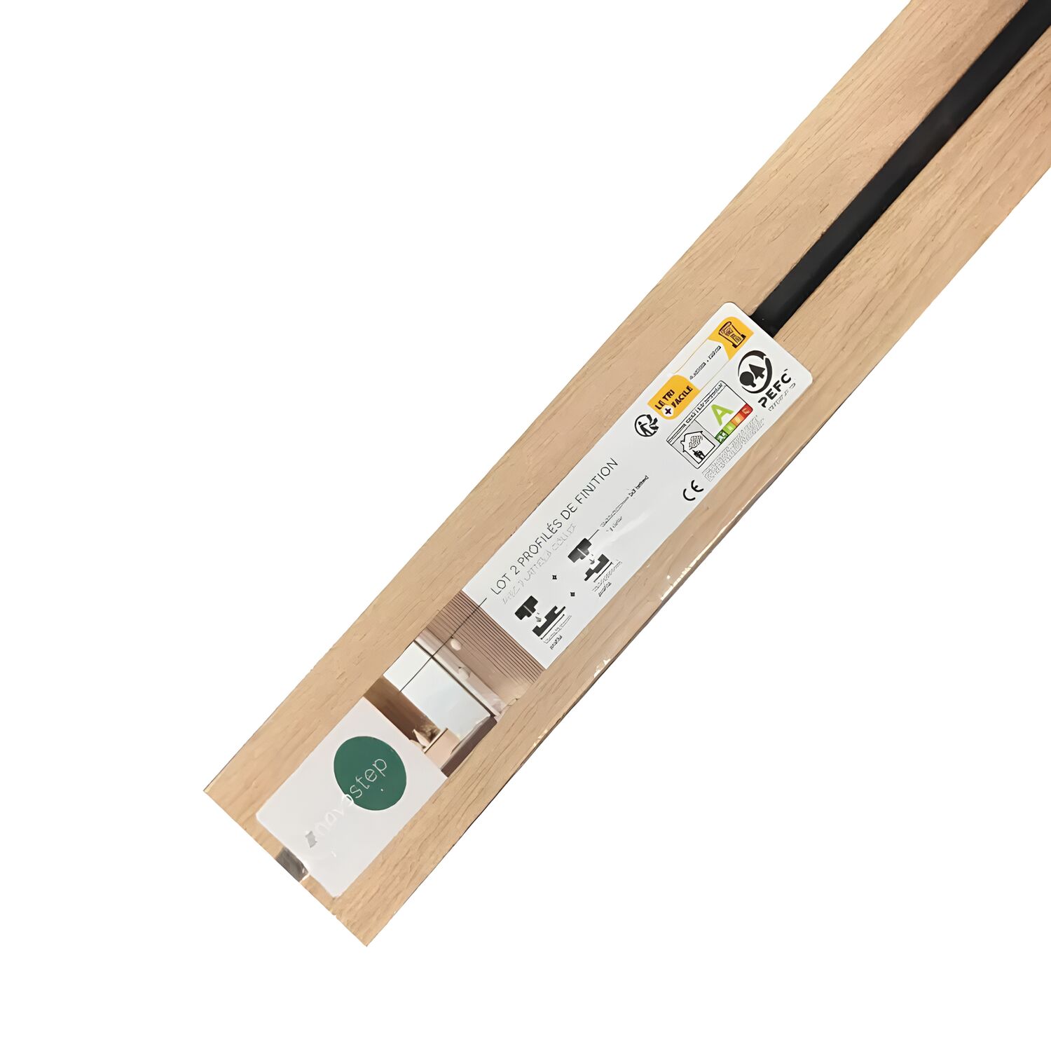 2 profils de finition chêne naturel 250x3,6/4,1x2cm