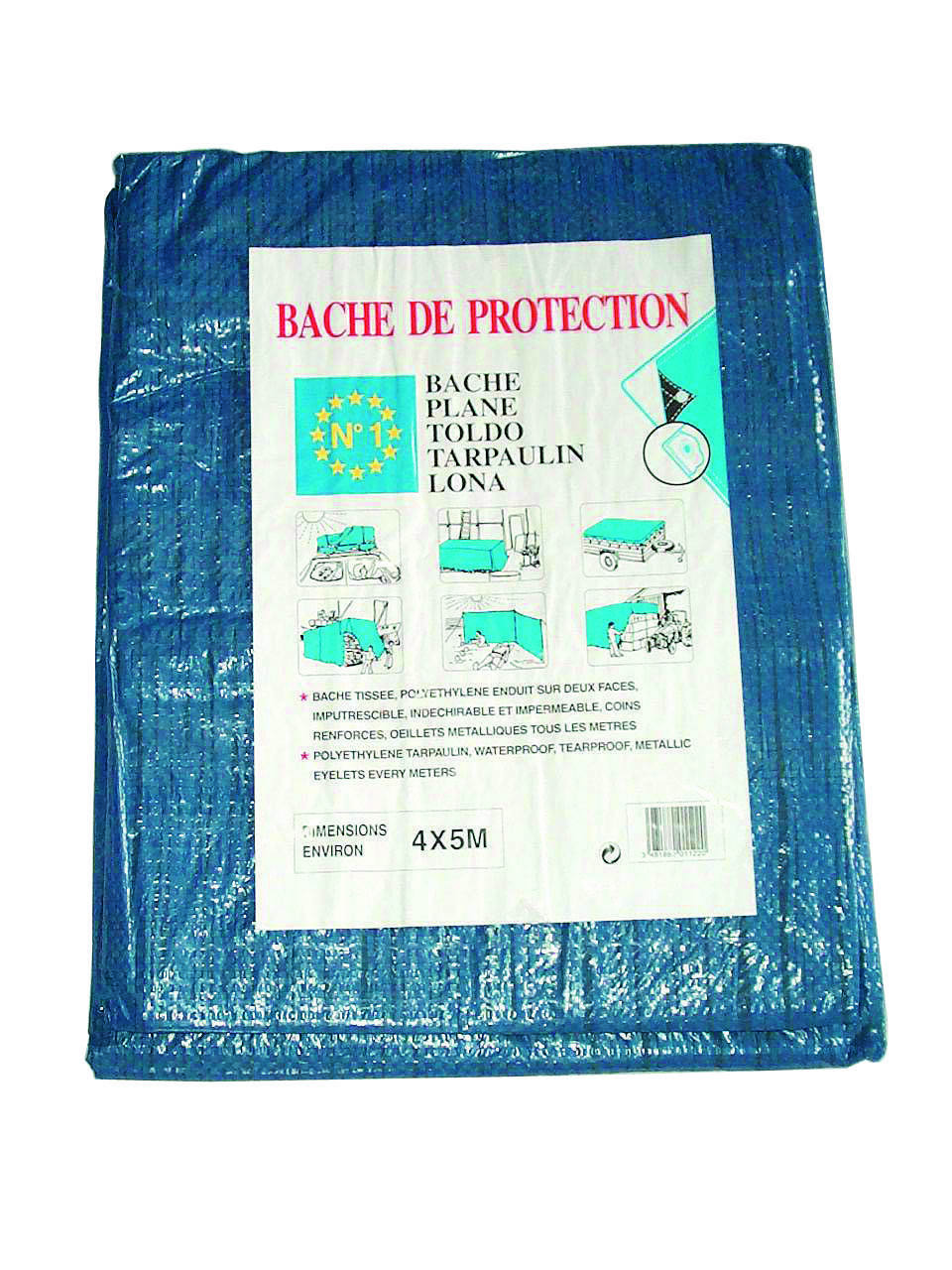 Bâche de protection éco bleu royal - 4x5m