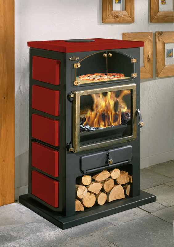 poêle à bois chamonix email rubis 965005 + 965006 - GODIN