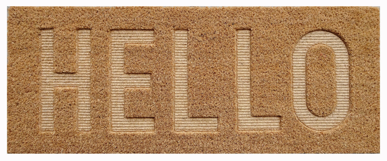 Tapis d'entrée abrité Coco Frappe Hello 75x30cm
