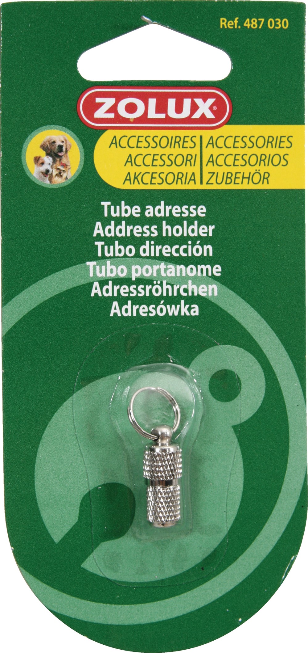 Tube adresse métal pour chien
