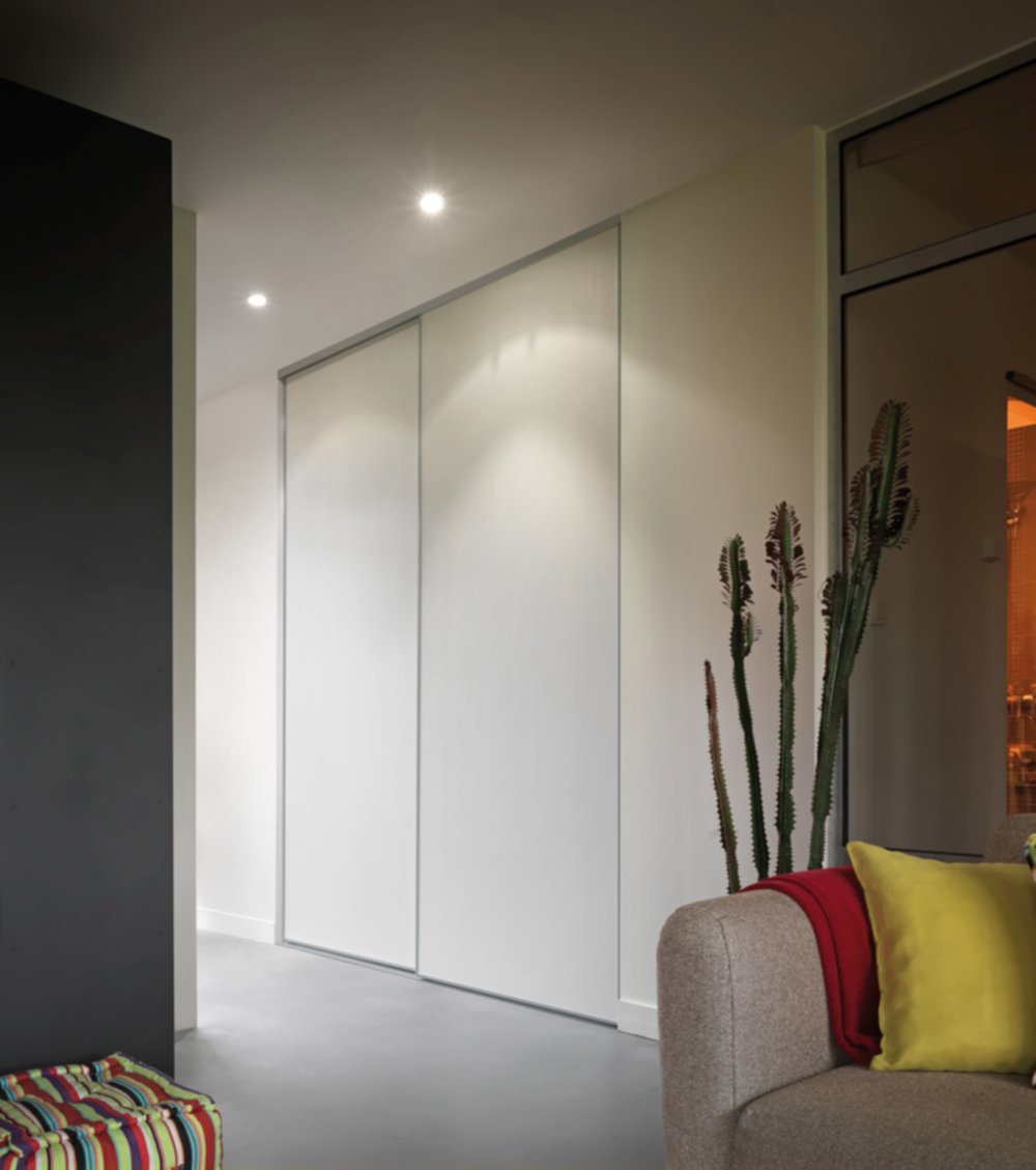 Portes de placard coulissantes 250x150x1cm Blanc veiné - OPTISSIMES