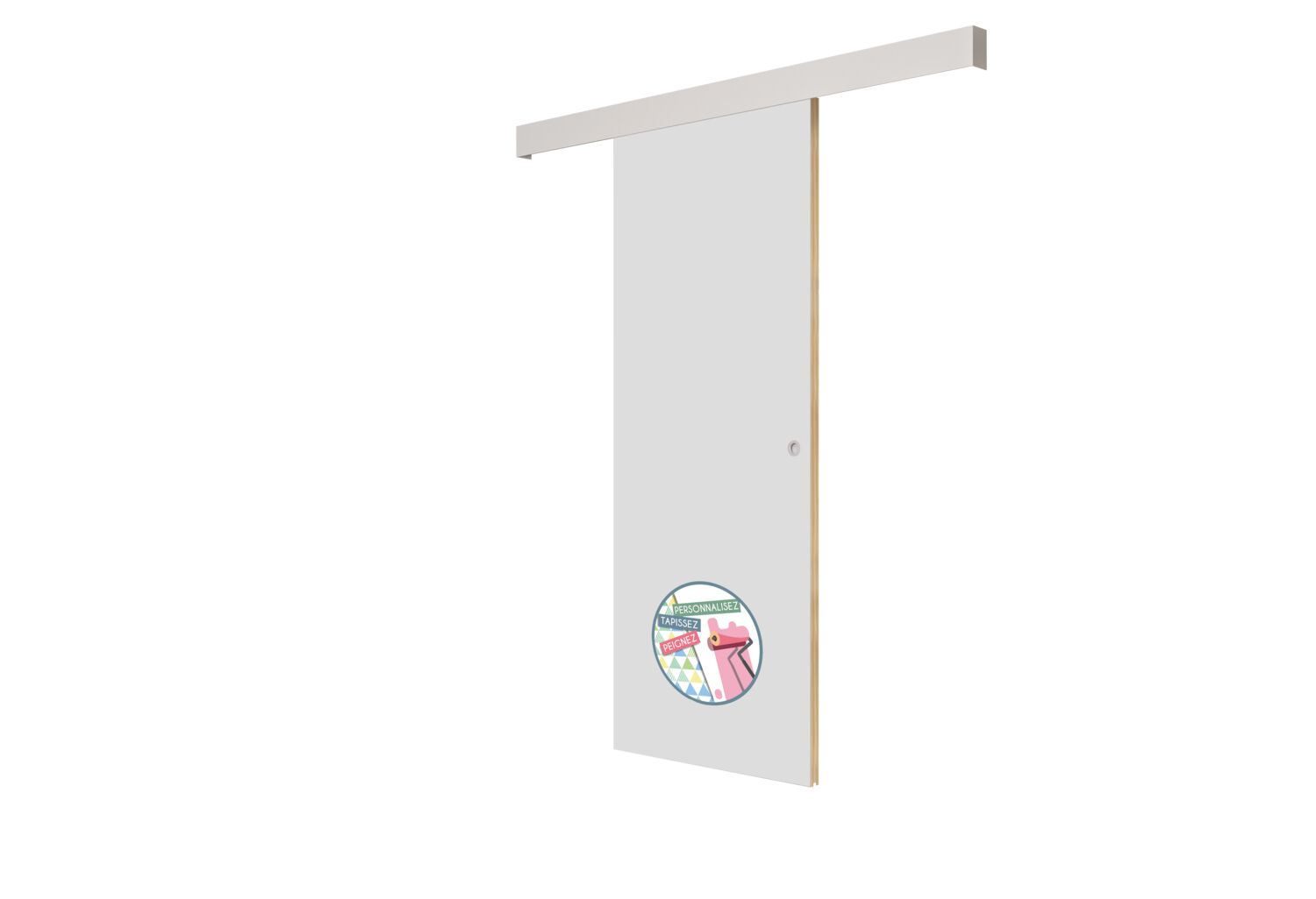 Kit porte en applique 83 cm prépeint - OPTIMUM