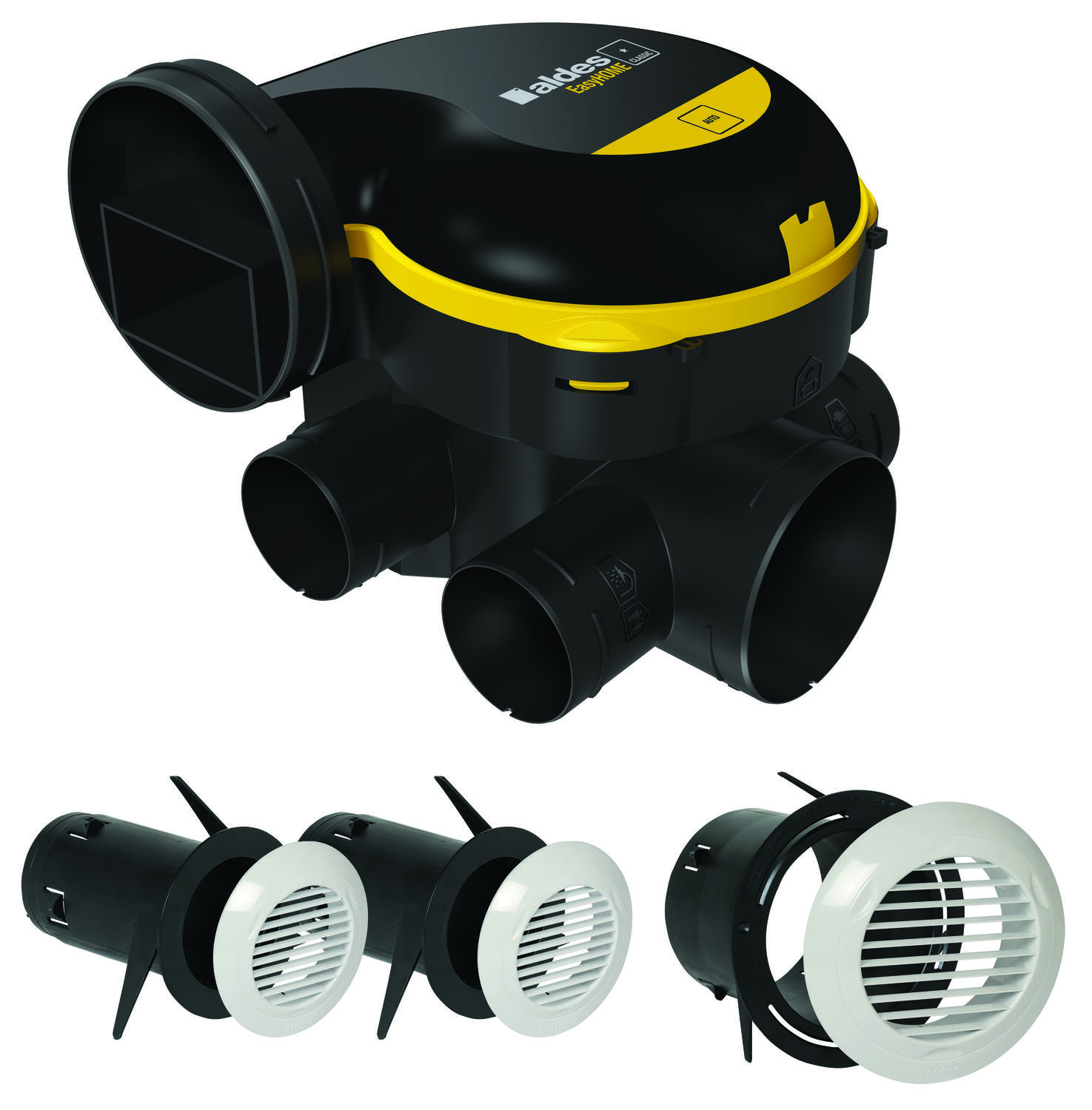 Kit VMC simple flux autoréglable EasyHOME Classic avec grilles BIP