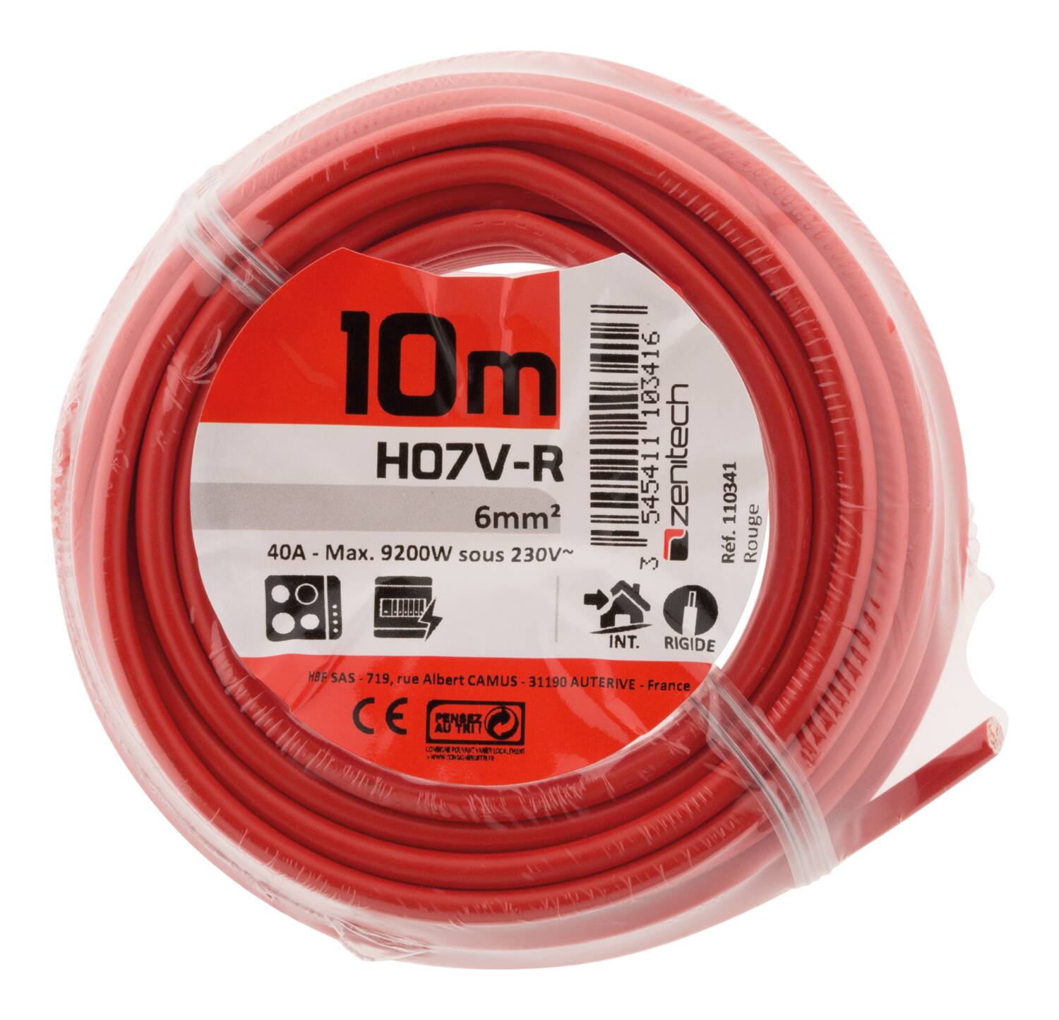 Cable ho7vr6 rouge 10m - plasto - INOTECH