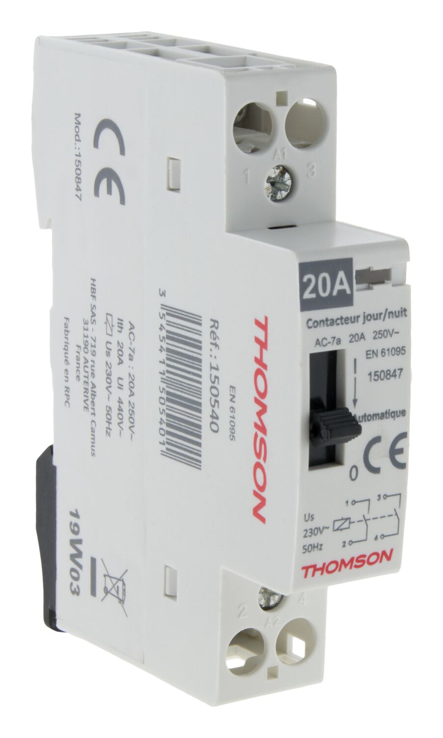 Disjoncteur à vis PH+N 10A Coupure 4,5KA NF - THOMSON