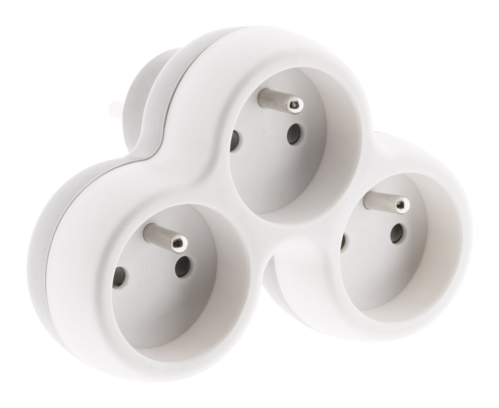 Fiche 3 prises Triplite 16a 2P+T façade gris / blanc
