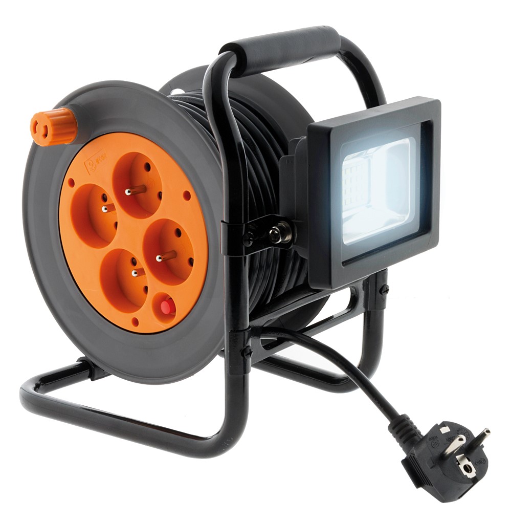 Enrouleur ménager + Projecteur Câble Ho5Vv-F 3G1mm² 15m
