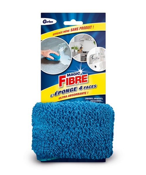 Eponge magic fibre 4 faces bleue - gerlon