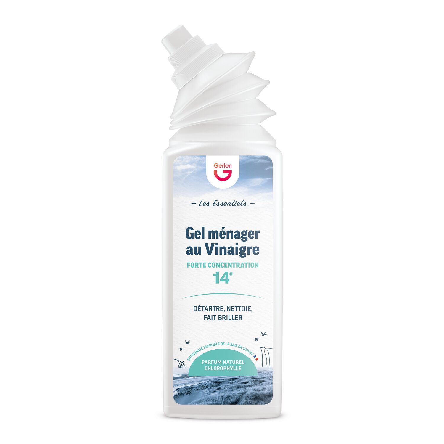 Gel ménager vinaigre 14° chlorophylle 750ml bec flexible - GERLON