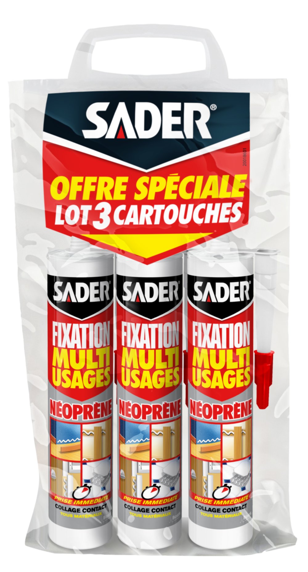 Mastic de Fixation Multiusage Néoprène Lot de 3 cartouches - SADER