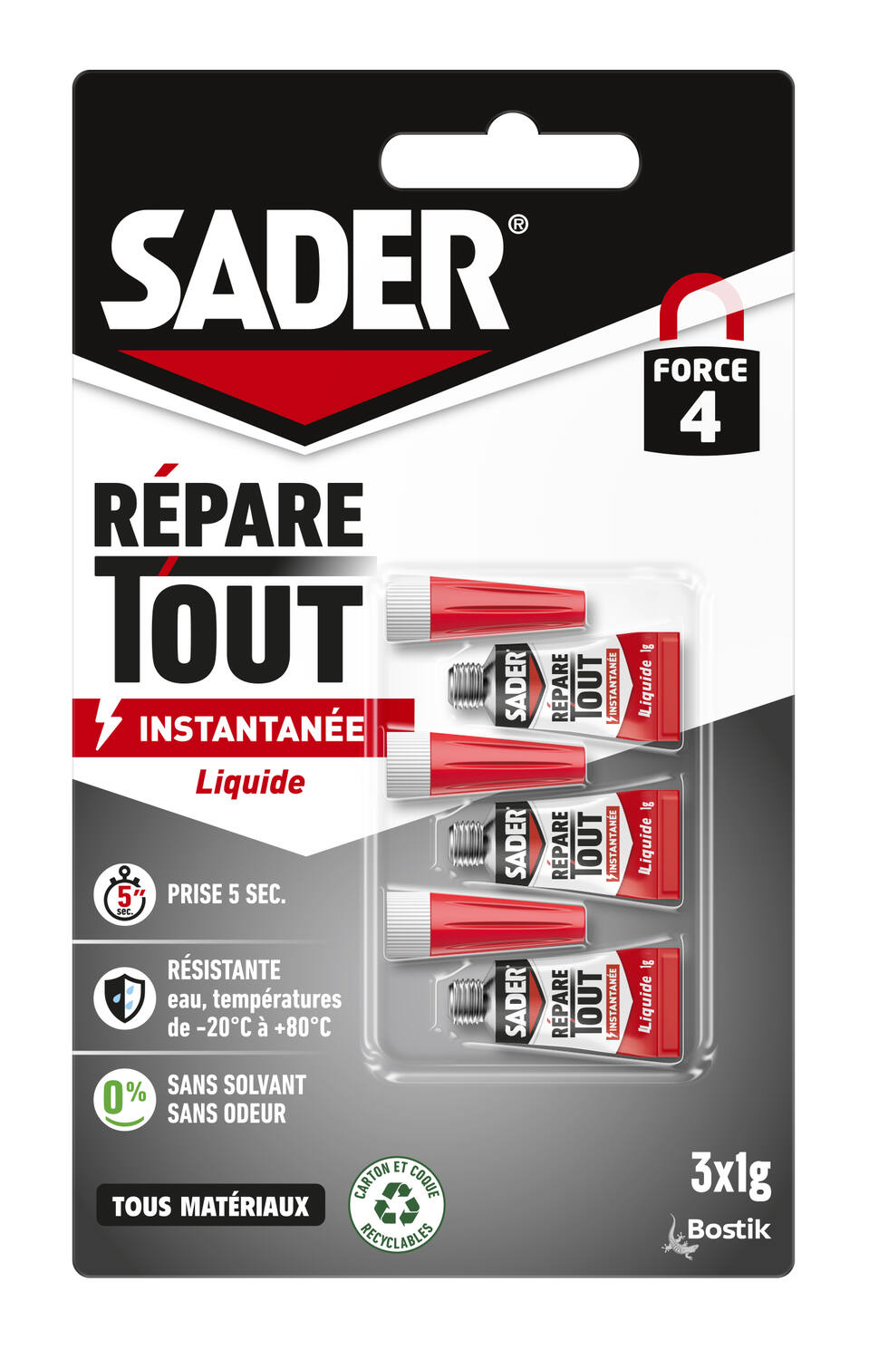 Colle Forte Répare Tout Instantanée Liquide 3x1g - SADER