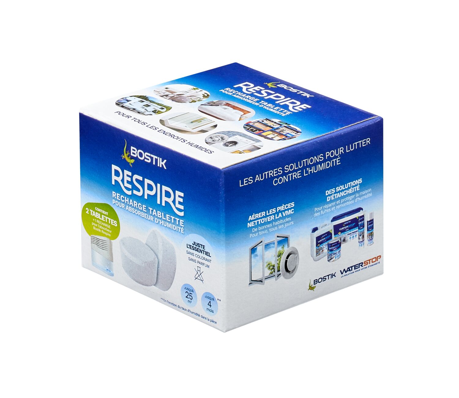 2 Recharges pour Absorbeur d'humidité Respire 250gr - BOSTIK
