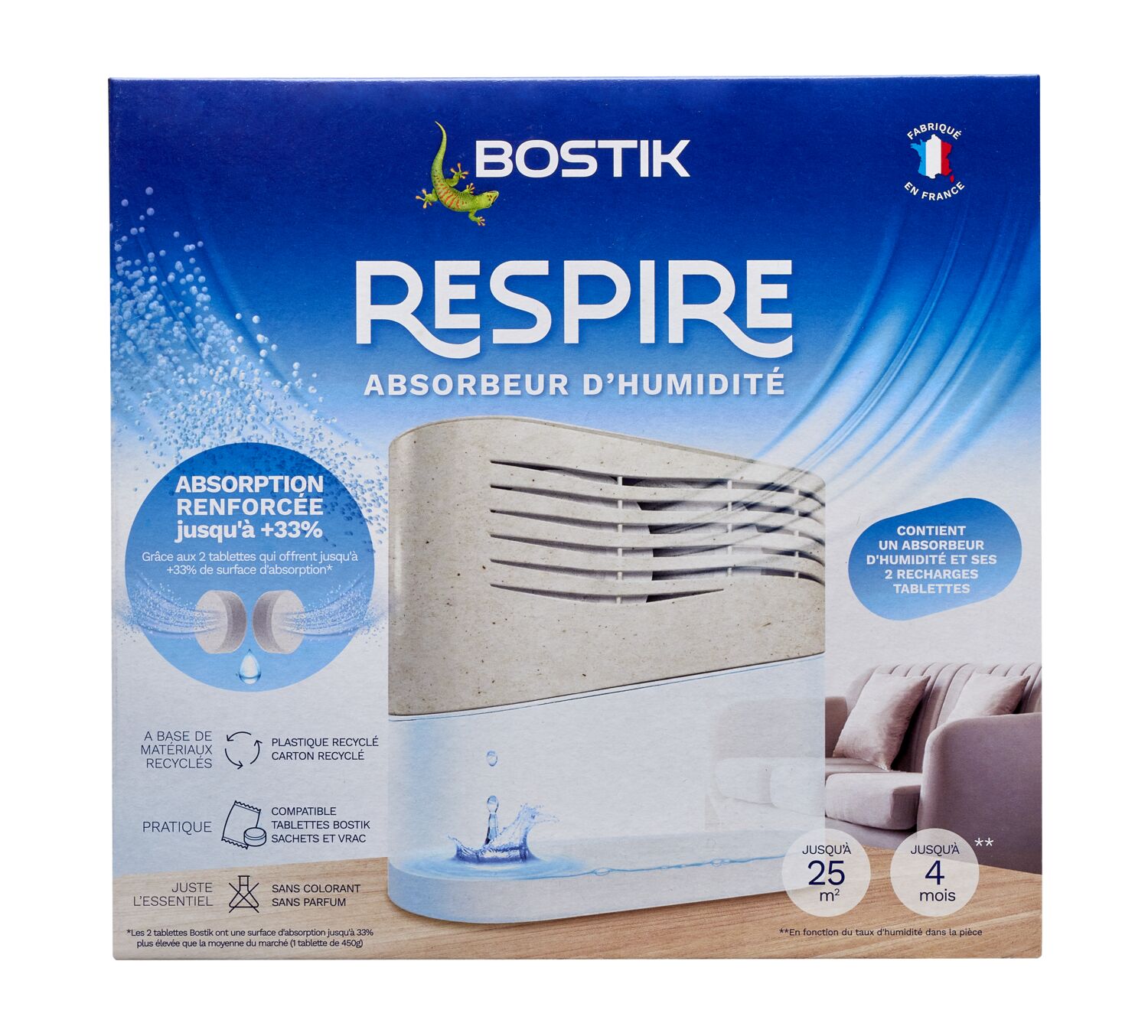 Absorbeur d’humidité Respire + 2 recharges 250gr - BOSTIK