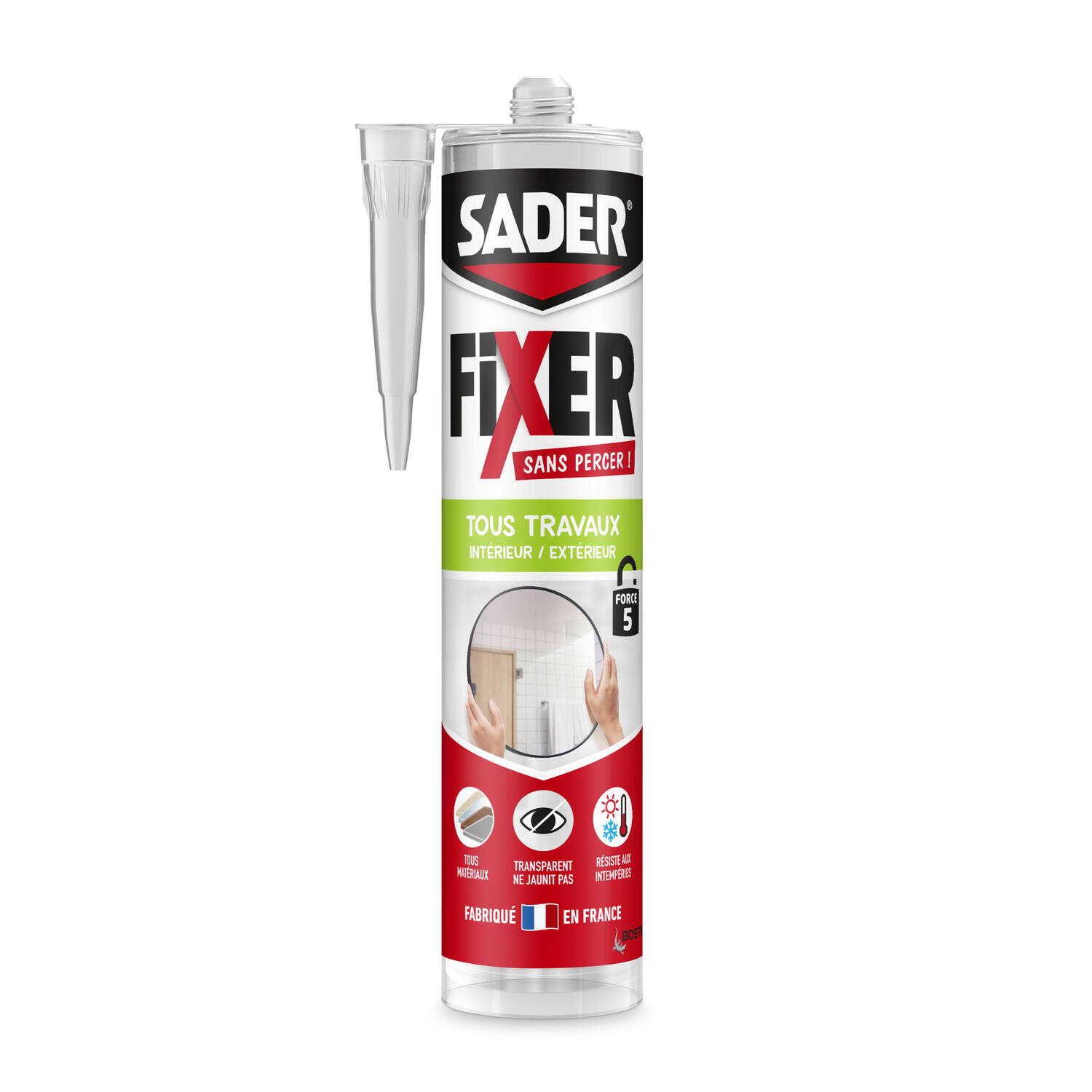 Colle de Fixation Fixer Sans Percer Tous Travaux Transparent 300gr - SADER