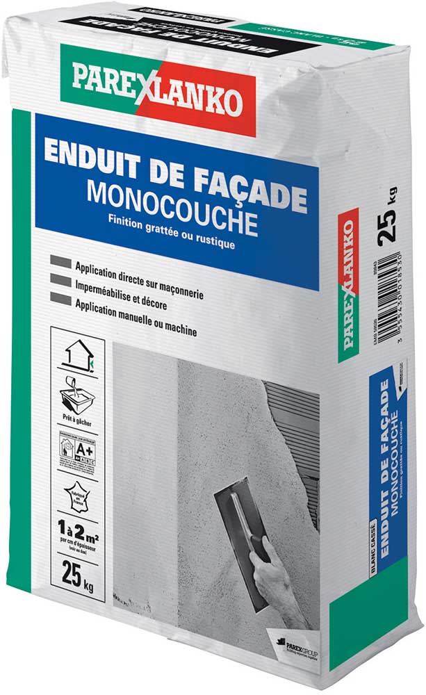 Enduit façade monocouche blanc naturel G00 25kg - PAREXLANKO