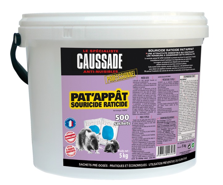 Pat'appât souricide raticide hyper appétent 500x10gr - CAUSSADE PRO 