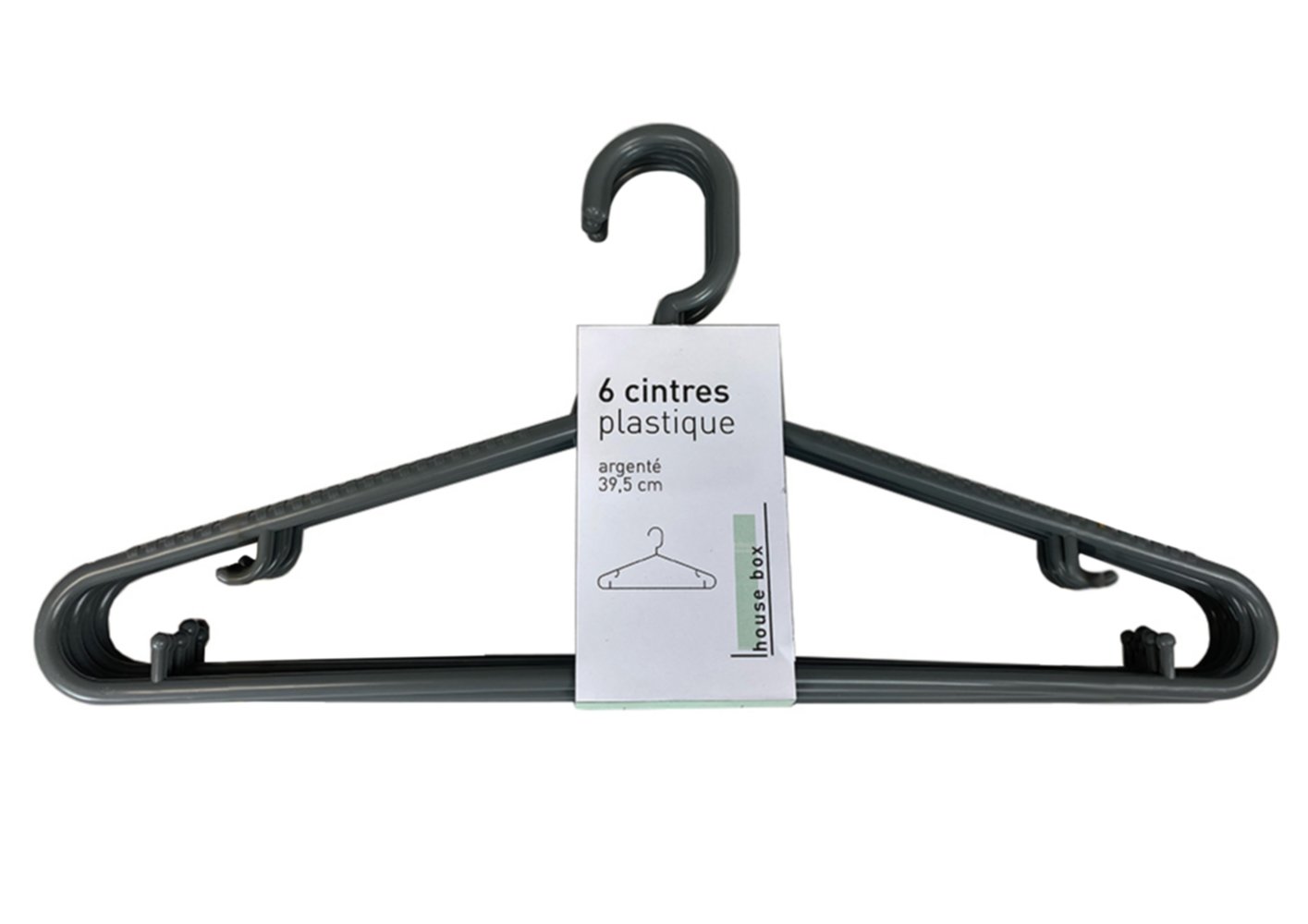 6 cintres plastiques argent - KB8