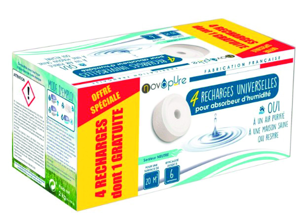 4 recharges Absorbeur humidité Galets percés 3+1 gratuit